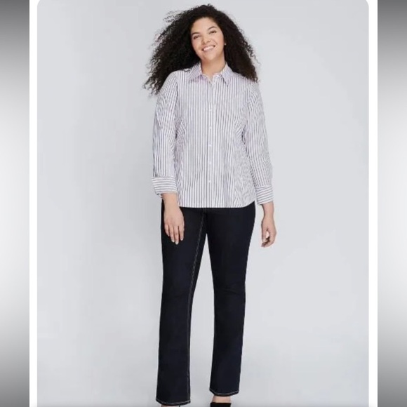 Lane Bryant NWT Button Front Essential Shirt Sz 22 Pink Black Work Preppy Office - Picture 12 of 16